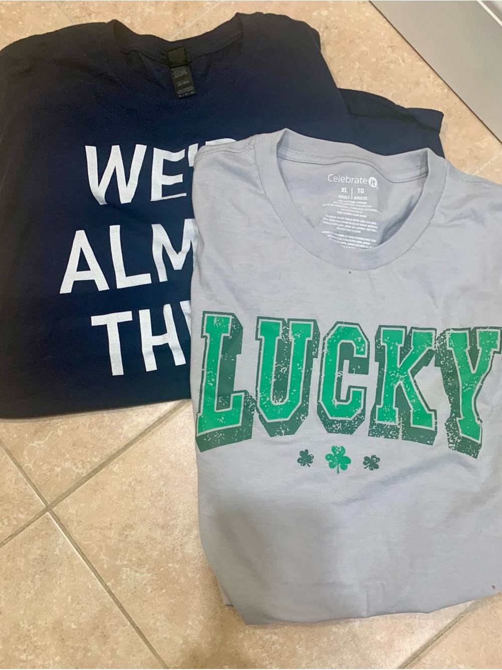 Lucky Graphic Tee + Navy Text Tee Duo